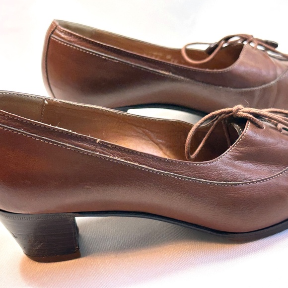 Vintage 1980s(?) CELINE Brown Leather Lace-Up Pump Size 36 US 5-1/2 - Picture 9 of 16